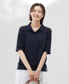 J.PRESS LADIES 【洗える】COTTON POLYESTER ニットポロ