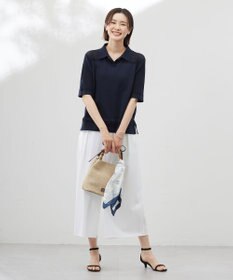 J.PRESS LADIES 【洗える】COTTON POLYESTER ニットポロ