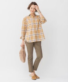 自由区 【セット着用可/洗える】オータムチェック ドロップショルダー ブラウス