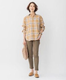 自由区 【セット着用可/洗える】オータムチェック ドロップショルダー ブラウス