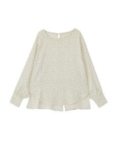 Green Parks ドットイージーケアバックスリットブラウス