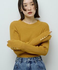 Green Parks 袖口金釦リブニットプルオーバー