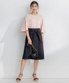 組曲 【汗ジミ防止・撥水】GIZAプレーティング天竺 袖フレア Tシャツ