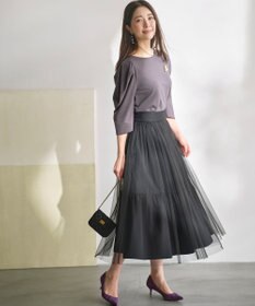 組曲 L ミニ裏毛ボリュームタックスリーブ カットソー