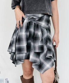 WEGO チェックシャツイレヘムミニスカート