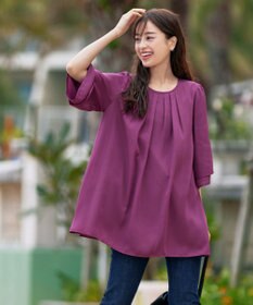 Tiaclasse L 【洗える】レイヤードスリーブシフォンチュニック