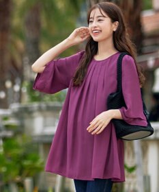 Tiaclasse 【洗える】レイヤードスリーブシフォンチュニック