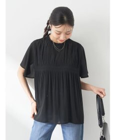 earth music&ecology マジョリカプリーツ半袖ブラウス