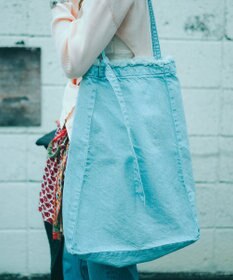 woadblue 【157】DENIM TIE TOTE デニムトートバッグ アイスブルー