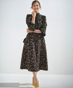 組曲 S 【前後着用可】シフォンオーガンプリント ボウタイワンピース