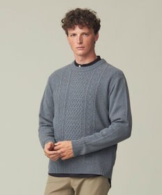 J.PRESS MEN 【Cash Lamb's Wool】ケーブルクルーネック ニット