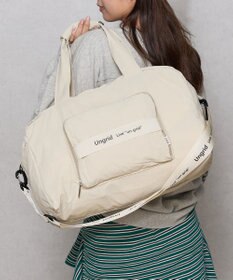 style code 【Ungrid/アングリッド】撥水軽量ソフトナイロン ロゴテープ折り畳みラージ　トラベルボストンバッグ(33L）