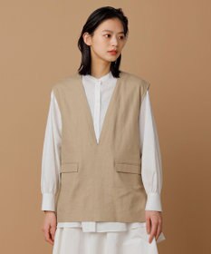 UNFILO 【GISELe 6月号掲載/洗える】リネンレーヨンバンドカラーシャツ
