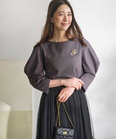 組曲 L ミニ裏毛ボリュームタックスリーブ カットソー