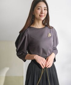 組曲 L ミニ裏毛ボリュームタックスリーブ カットソー