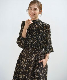 組曲 【前後着用可】シフォンオーガンプリント ボウタイワンピース
