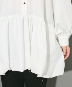 Green Parks ボウタイリボン付裾バルーンシャツワンピースⅡ