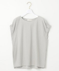 ANY SIS S 【洗える】シルケットストライプフレンチスリーブ カットソー