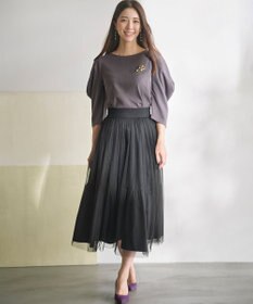 組曲 L ミニ裏毛ボリュームタックスリーブ カットソー