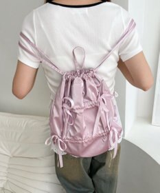 WEGO ドロストリボンギャザーナップサック