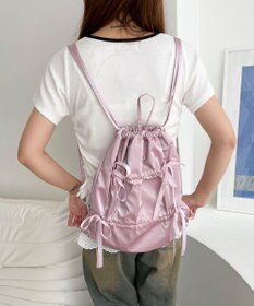 WEGO ドロストリボンギャザーナップサック