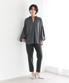 #Newans 【洗濯機可/しわになりにくい】シャーリングネック ボリュームスリーブブラウス