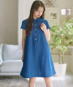 組曲 KIDS 【150-160㎝】 フラワーボタンデニムワンピース