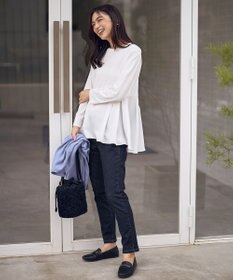 ANY L 【WEB限定】サテンコンビペプラムカットソー