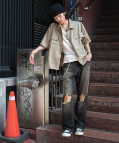 WEGO ダメージフレアデニムパンツ