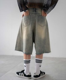 WEGO ウオッシュドデニムハーフパンツ