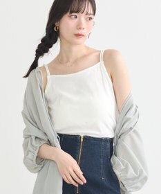 earth music&ecology ダブルストラップパターンメッシュキャミソール