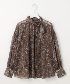 自由区 ペイズリープリントボウタイ ブラウス