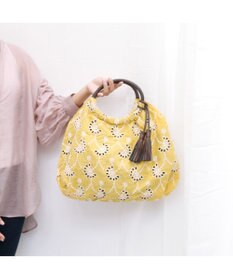 UNBILLION カシュカシュ cachecache / 花刺繍メッシュハンドルトートバッグ