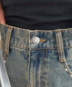 WEGO 【SMサイズ展開】ロゴデニムバギーパンツ