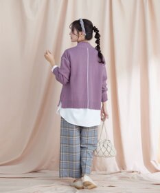 Tiaclasse 【洗える】配色切り替えニットトップス