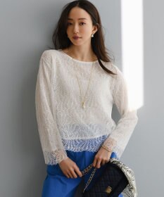 23区 L ラッセルレース 2WAY ニット アイボリー系