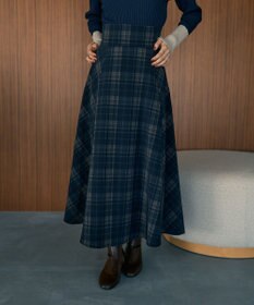 earth music&ecology バックレースアップチェックスカート