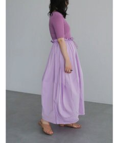 Green Parks ランタン型ニットドッキングタフタワンピース