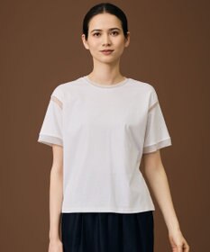 自由区 S ナチュラルコットンハイゲージシアーアクセント Tシャツ