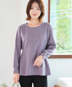 Tiaclasse 【洗える】袖パールポンチフレアトップス