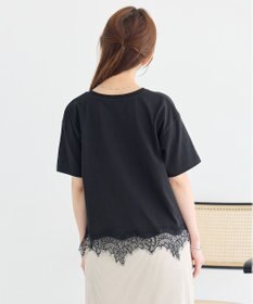 earth music&ecology 裾レースロゴプリントTシャツ