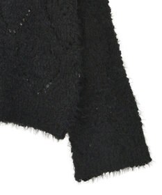 earth music&ecology シャギーミックス透かしハート柄ニットプルオーバ