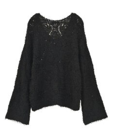 earth music&ecology シャギーミックス透かしハート柄ニットプルオーバ