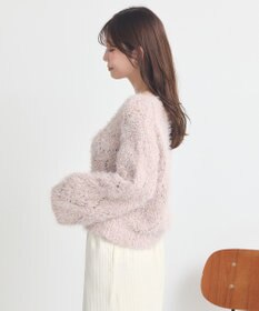 earth music&ecology シャギーミックス透かしハート柄ニットプルオーバ