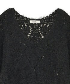 earth music&ecology シャギーミックス透かしハート柄ニットプルオーバ