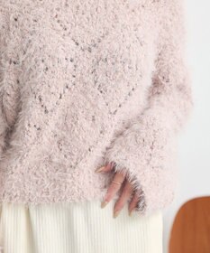 earth music&ecology シャギーミックス透かしハート柄ニットプルオーバ