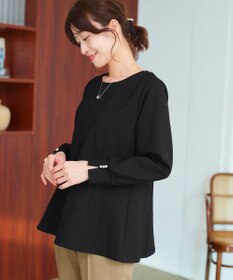 Tiaclasse 【洗える】袖パールポンチフレアトップス