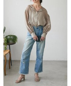 Green Parks AnriettMusee シアーボリュームスリーブブラウス