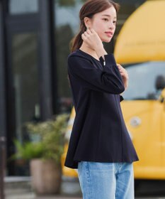 Tiaclasse 【洗える】袖パールポンチフレアトップス