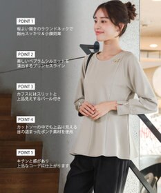 Tiaclasse 【洗える】袖パールポンチフレアトップス